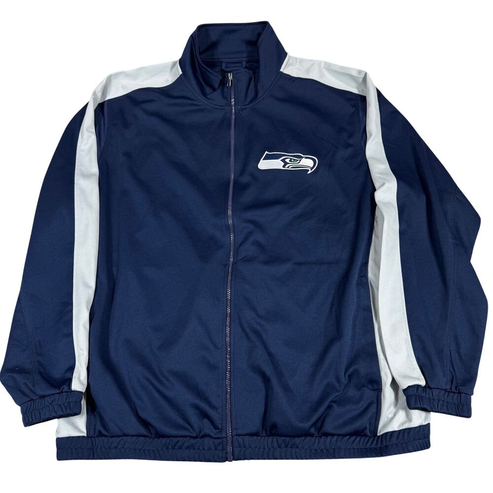 NFL Seattle Seahawks Football Jacket Mens XXL Zip Long Sleeve Inside Pockets